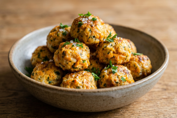 Almôndegas de peixe e batata-doce com maionese de salsa