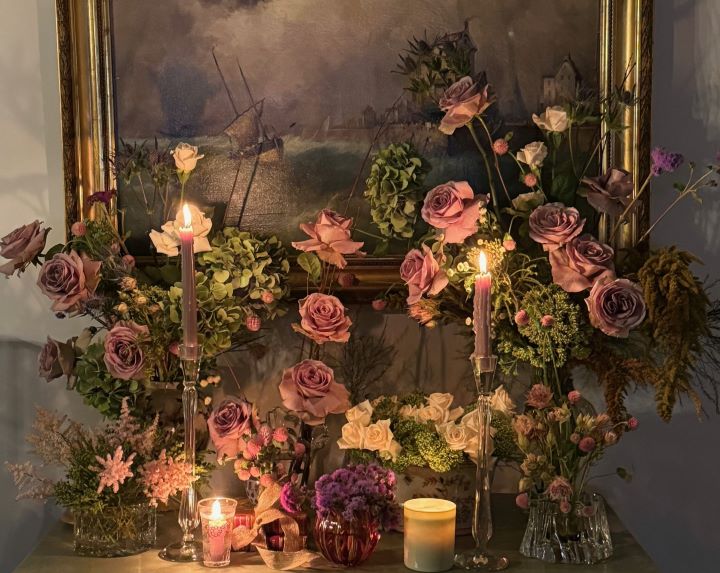 Restauro de flores com rosas