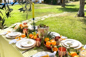 Decoração de mesa com laranjas